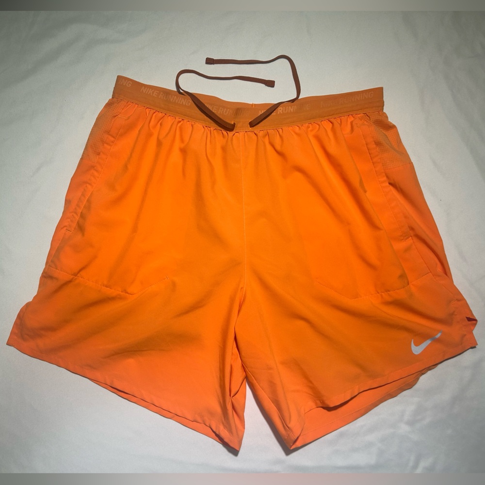 Nike Dri Fit Bright Orange Running Shorts Lined - L - Reflective
